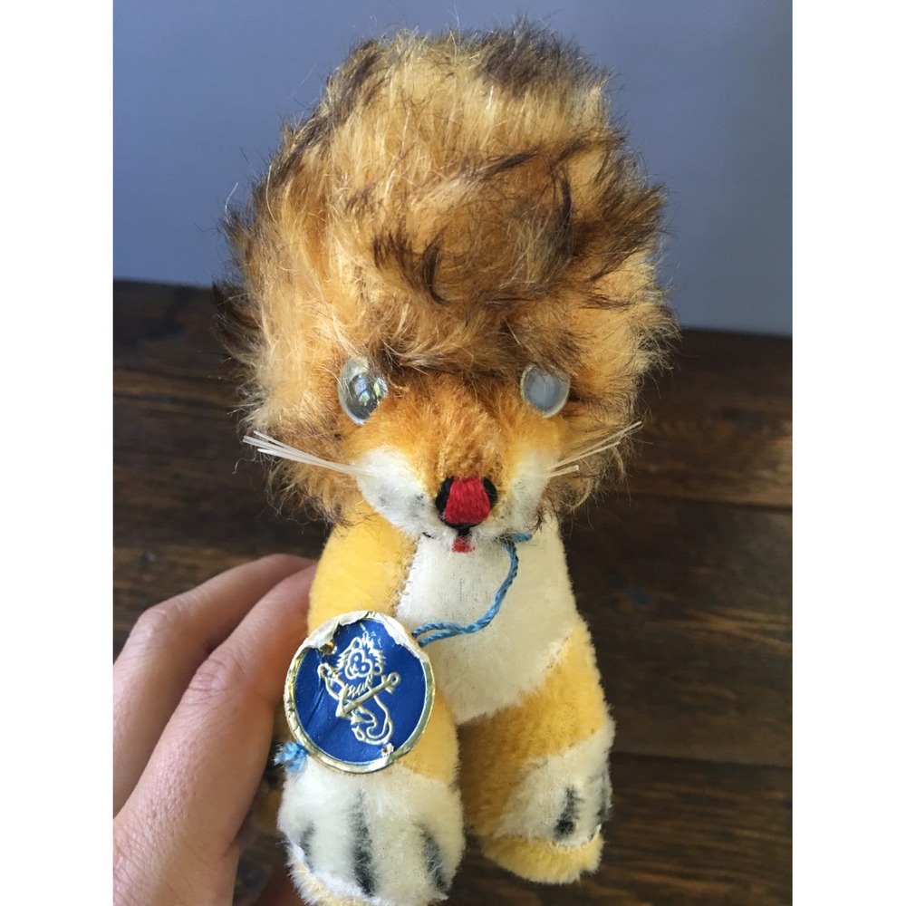 60s Anker Mohair Lion with Google Eyes & Original Tag / Vintage Germany - Picture 4 of 5